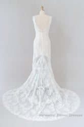 Long Mermaid Sweetheart Lace Backless Wedding Dresses